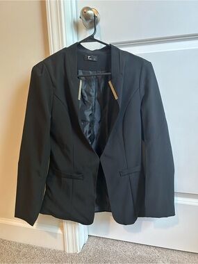 Black Women's Open-Front Blazer Jacket